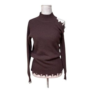 NWOT Maurices Women's Cowl Neck Distressed Sweater - Deep Purple